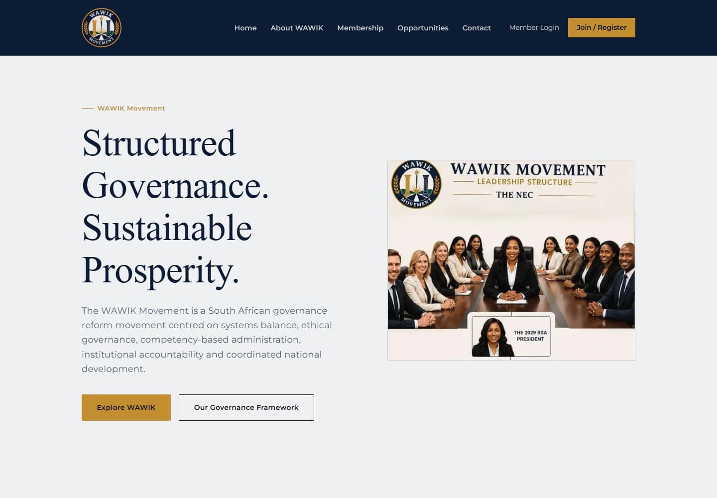 Homepage preview of the Wawik website